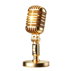 Shine golden mic isolated on white background
