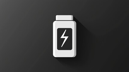 A simple battery icon featuring a lightning bolt on a dark background.