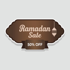 Ramadan Sale Discount 50 Percent Off Banner with Lanterns