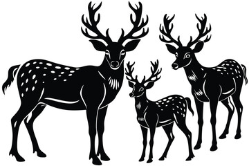 set of deer silhouettes