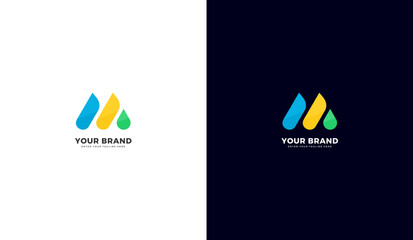 Abstract M modern technology logo. M tech icon