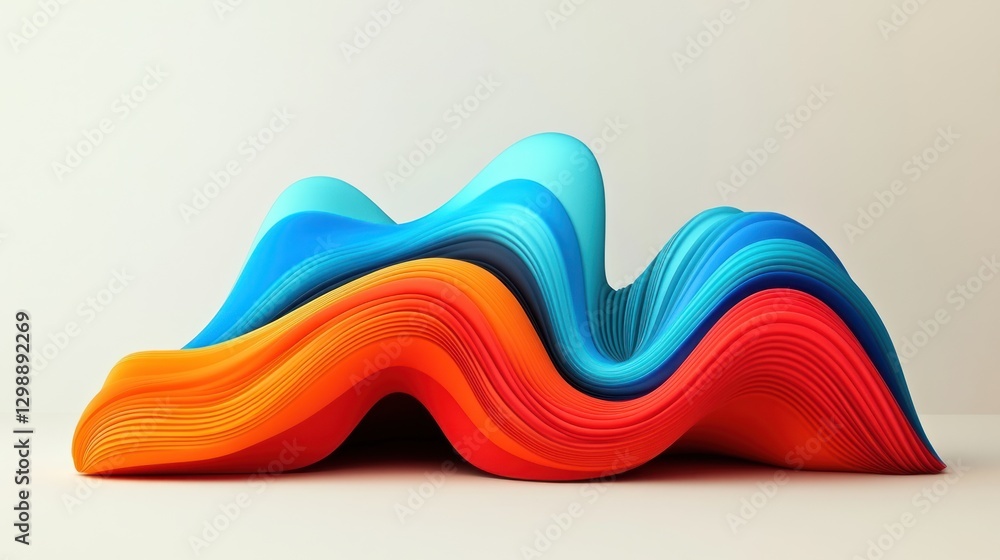 Poster abstract wavy form with dynamic orange and blue gradient