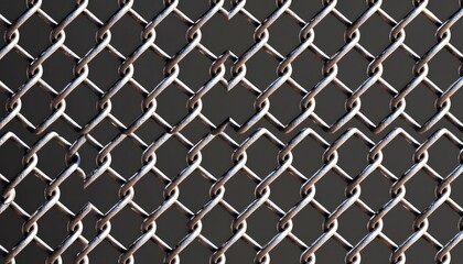 Naklejka premium Chain link fence with a hole against gray background