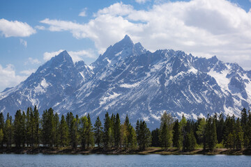 Mountain peaks of the Teton Mountains in Wyoming.