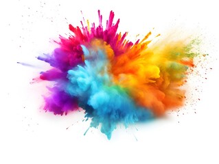 Fototapeta premium Colorful Powder Explosion Bursting with Vibrant Holi Paint on White Background