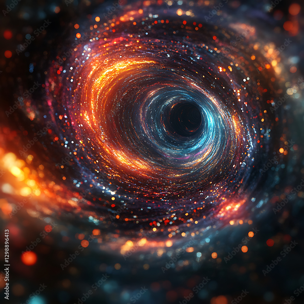 Poster mesmerizing cosmic vortex filled with vibrant colors and sparkling stars, creating stunning visual o