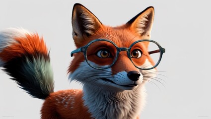 Fototapeta premium Explore Enchanting World of Digital Art Through Whimsical Portrait of Fox Sporting Stylish Glasses