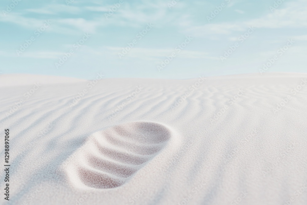 Aufkleber minimalistic stock photo of detailed footprint pressed into soft dunes symbolizing journey or discov