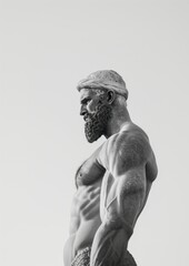 Classical marble statue, muscular figure