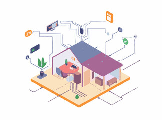 Connected Home Automation Network Illustration