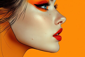 Creative graphic layout showcasing modern advertising techniques and vibrant makeup styles