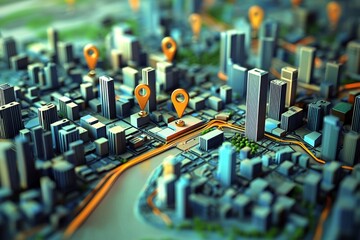 3D city map showcasing locations of 3D printers.