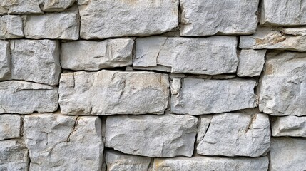 Fototapeta premium A textured wall of rough hewn light grey stones