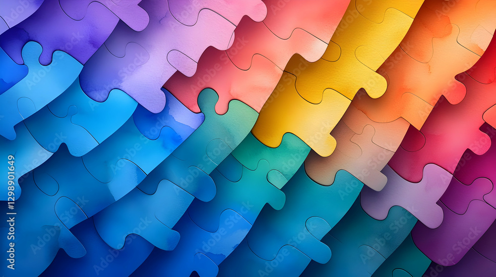 Aufkleber colorful puzzle pieces interlocking abstract background showing unity and collaboration