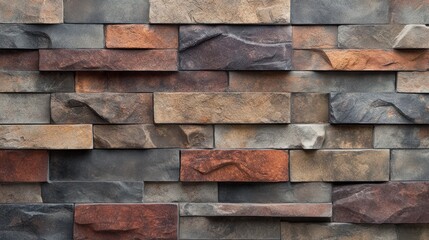 Multicolored stone brick wall texture background