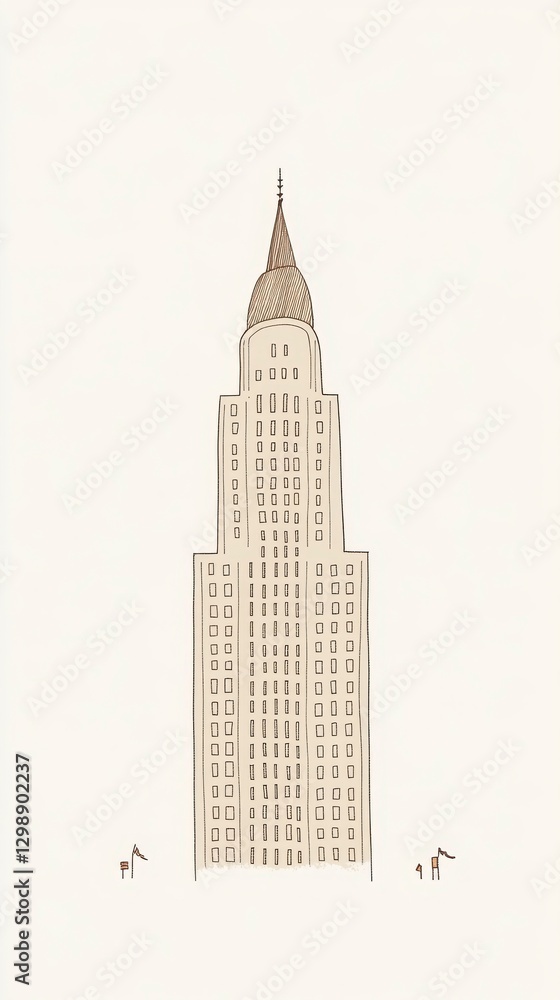 Aufkleber beige skyscraper illustration minimalist city building design for urban scene image art style collec