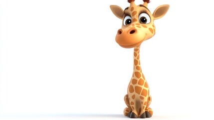 Obraz premium Cartoon giraffe sitting, looking
