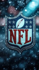 NFL logo illuminated with sparkling background during a football season night