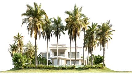 Fototapeta premium Exclusive Resort Style Beachfront Property with Picturesque Palm Trees and Pristine Coastal Scenery
