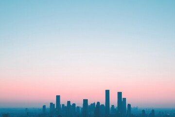 minimalistic stock photo of modern skyline silhouette against gradient twilight sky capturing essence of urban development