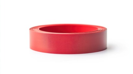 Horizontal red tape, smooth edges, isolated on white background, clean and minimal design