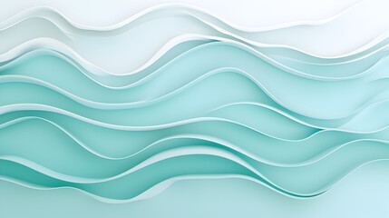 Abstract wavy turquoise background with smooth, delicate layered waves