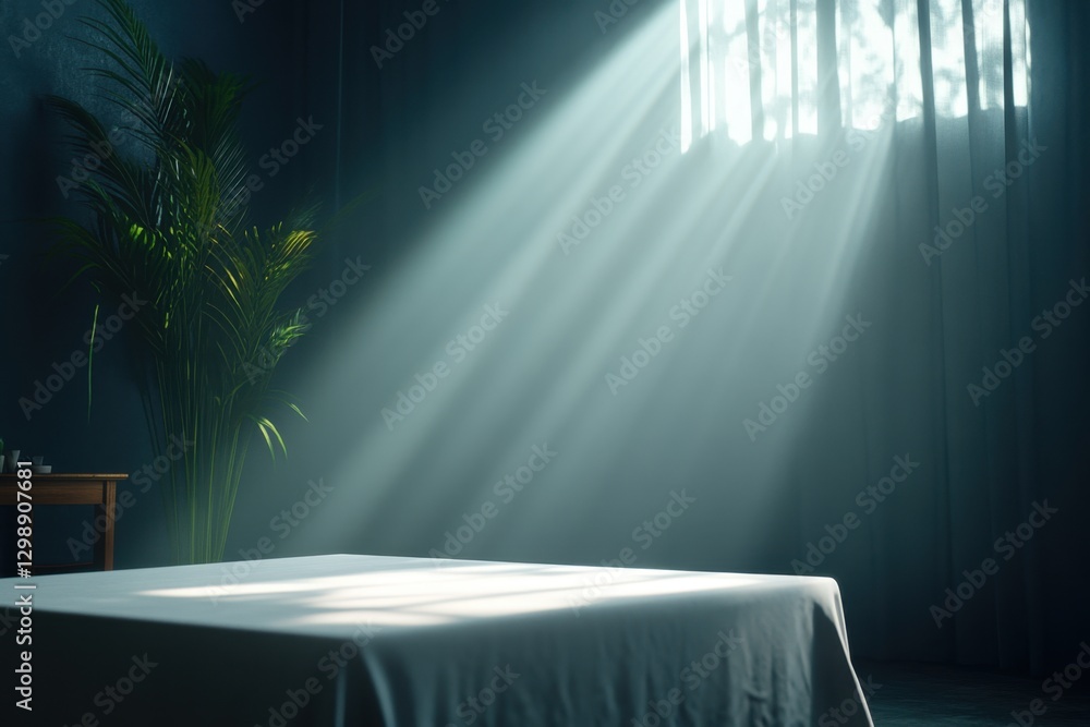 Aufkleber sunlight streams through a window, illuminating a room with soft light and a table