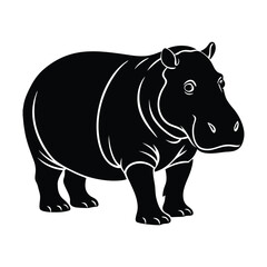 Hippo silhouette isolated on white background