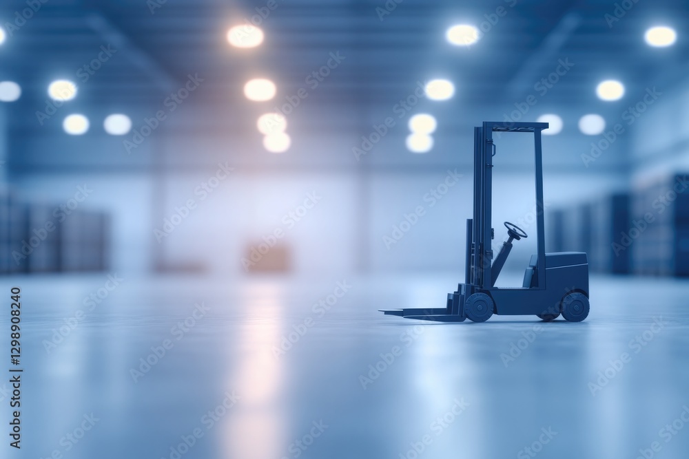 Poster minimalistic stock photo of pallet jack resting on smooth concrete floor in empty warehouse