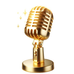 Shine golden mic isolated on white background