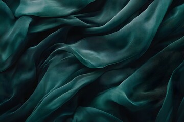 Fototapeta premium Elegant Teal Fabric Background with Flowing Drapes and Soft Texture