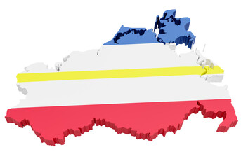 Fototapeta premium The German state Mecklenburg-West Pomerania (Mecklenburg-Vorpommern) highlighted and covered according to official flag. Isolated on transparent background
