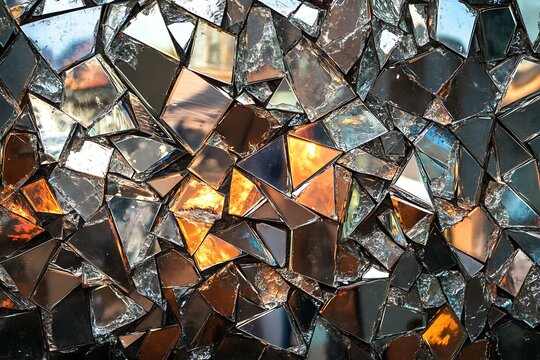Abstract Mosaic of Broken Mirror Pieces
