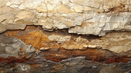 Layered Rock Formation Showing Diverse Colors and Textures