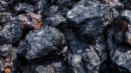 Naklejka premium Dark gravel stone texture with scattered rough black rocks. Realistic and detailed ground surface, perfect for industrial, natural, and construction backgrounds. 