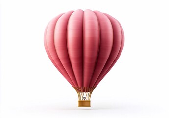 Fototapeta premium Air Balloon red and basket decoration elements. Mock up template design element banner white background 3d render for Valentine's Day, birthday, baby celebration, holiday, wedding