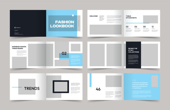 Landscape Lookbook Layout, Clean Lookbook Template, A4, Print