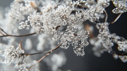 Naklejka premium Dried White Flowers Delicate Branches Close Up