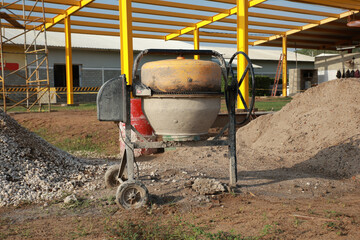 Construction Progress: Metal Structure with Materials and Machinery on Site