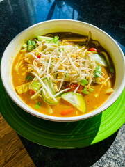 Vegan Indonesian Noodle Soup with Fresh Vegetables