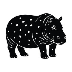 Hippo silhouette isolated on white background