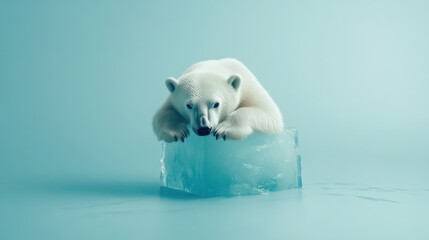 Majestic Polar Bear Resting on an Iceberg Surrounded by Crystal Blue Waters Evoking a Sense of Calmness and Fragility in the Arctic Environment
