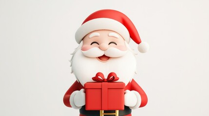 Obraz premium Merry Santa Holds Gift