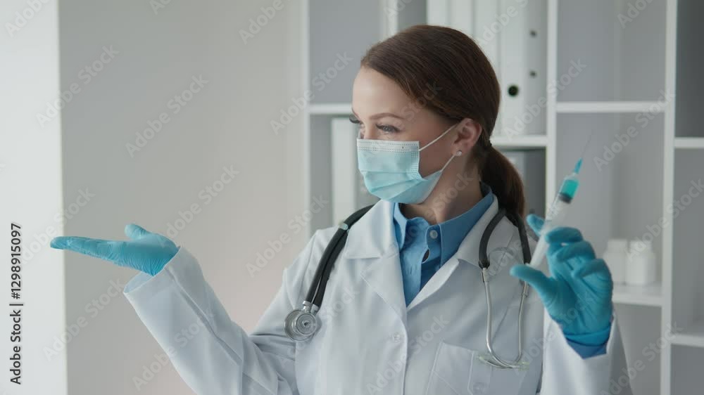 Poster a healthcare professional prepares a vaccine dose, showing commitment to patient wellness by using s
