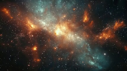 Fototapeta premium Cosmic Symphony - Deep Space Abstract Background with Glowing Nebulae and Star Clusters