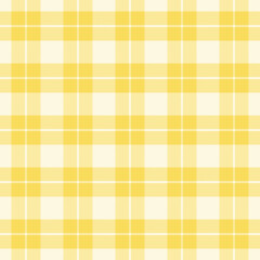Plaid repeat pattern in yellow and white.Cute colorful gingham checkered tartan seamless pattern.Geometric graphic vector illustration background design for fabric and print. 
