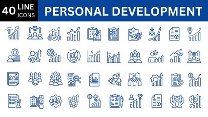 Personal development line icons collection.
