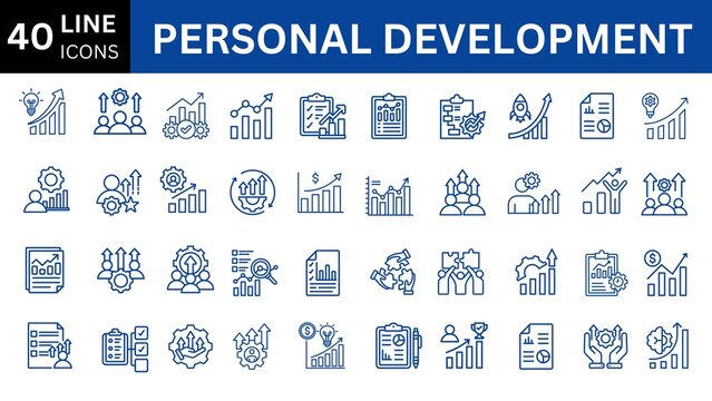 Personal development line icons collection.