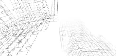 Abstract architectural design 3d rendering