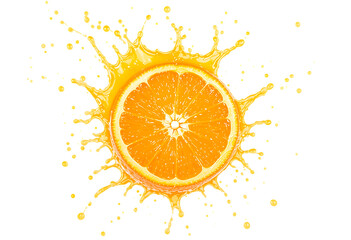 Fresh Juicy Orange Splashing in Refreshing Orange Juice, cut out